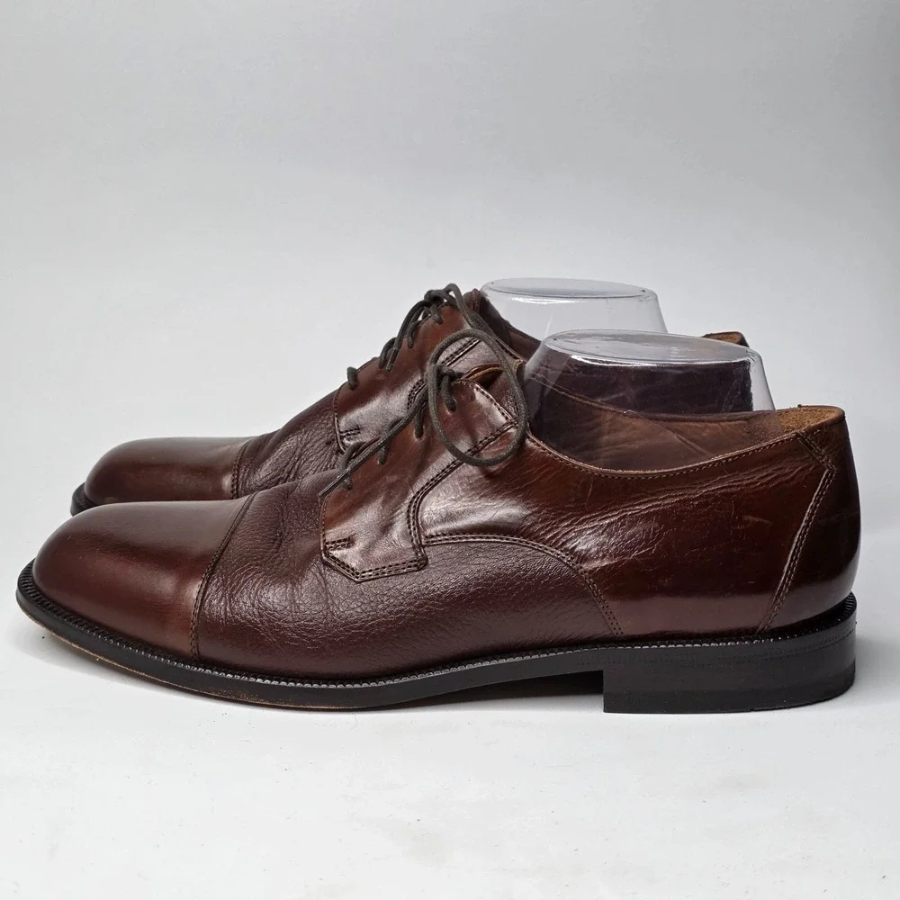 Bostonian Luxe Oxford Men's Shoes Size 9.5 W Brown‎ Leather Dress Lace Up Italy